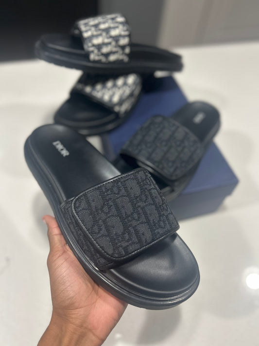 Black Dior Velcro Slides