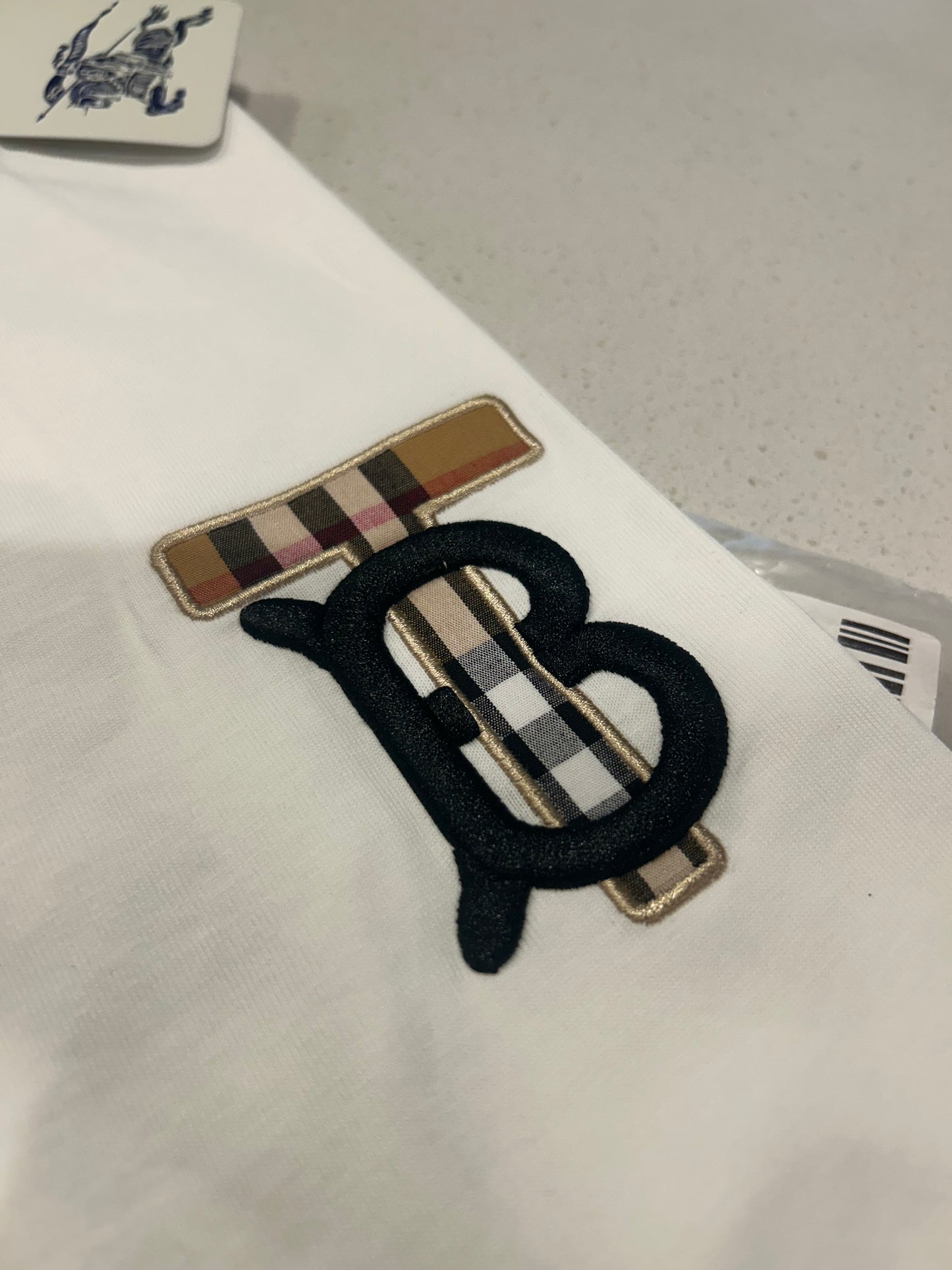 White Burberry “TB” Embroided Logo