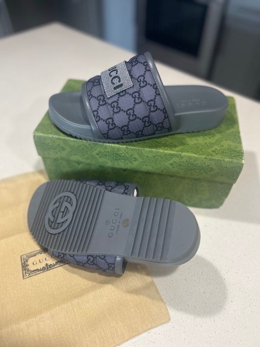Gucci GG Slide Sandal 'GG Monogram - Grey Black'