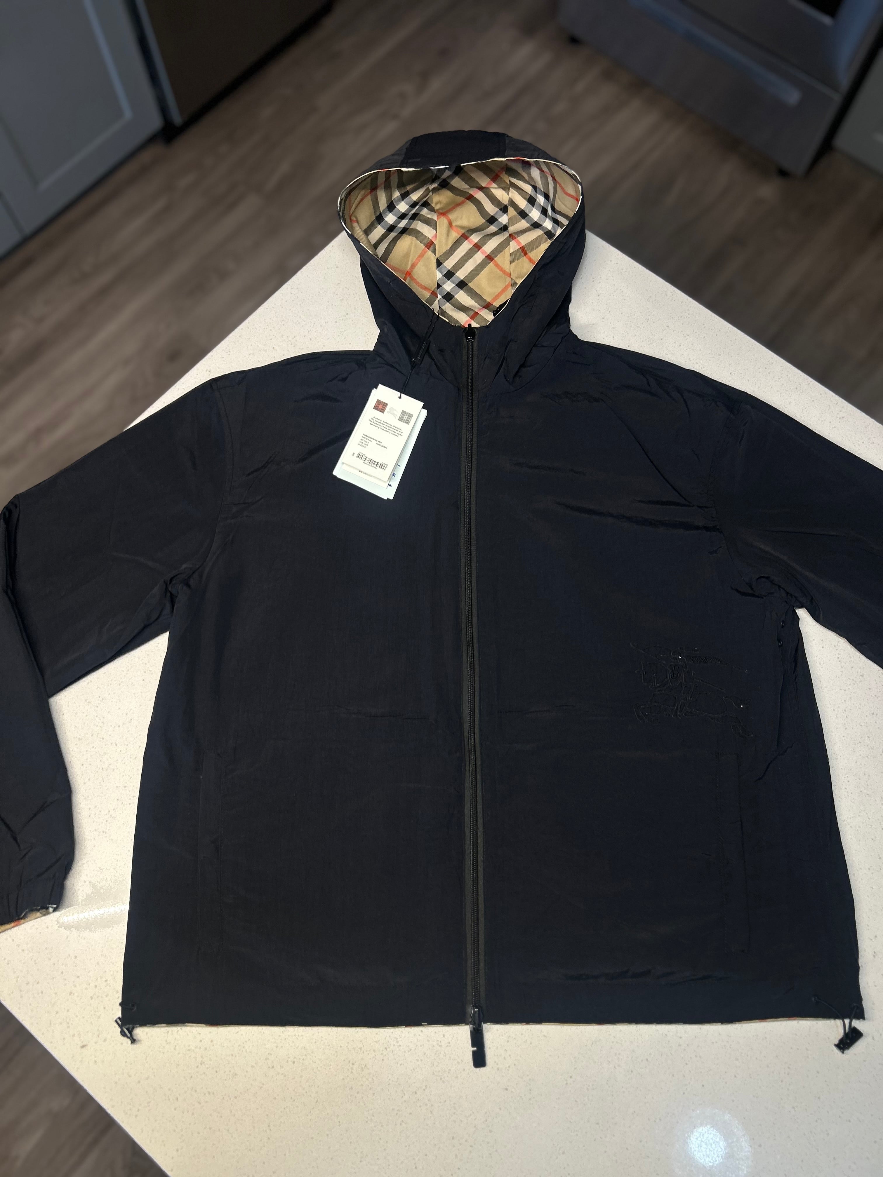 Burberry reversible check hooded jacket medium