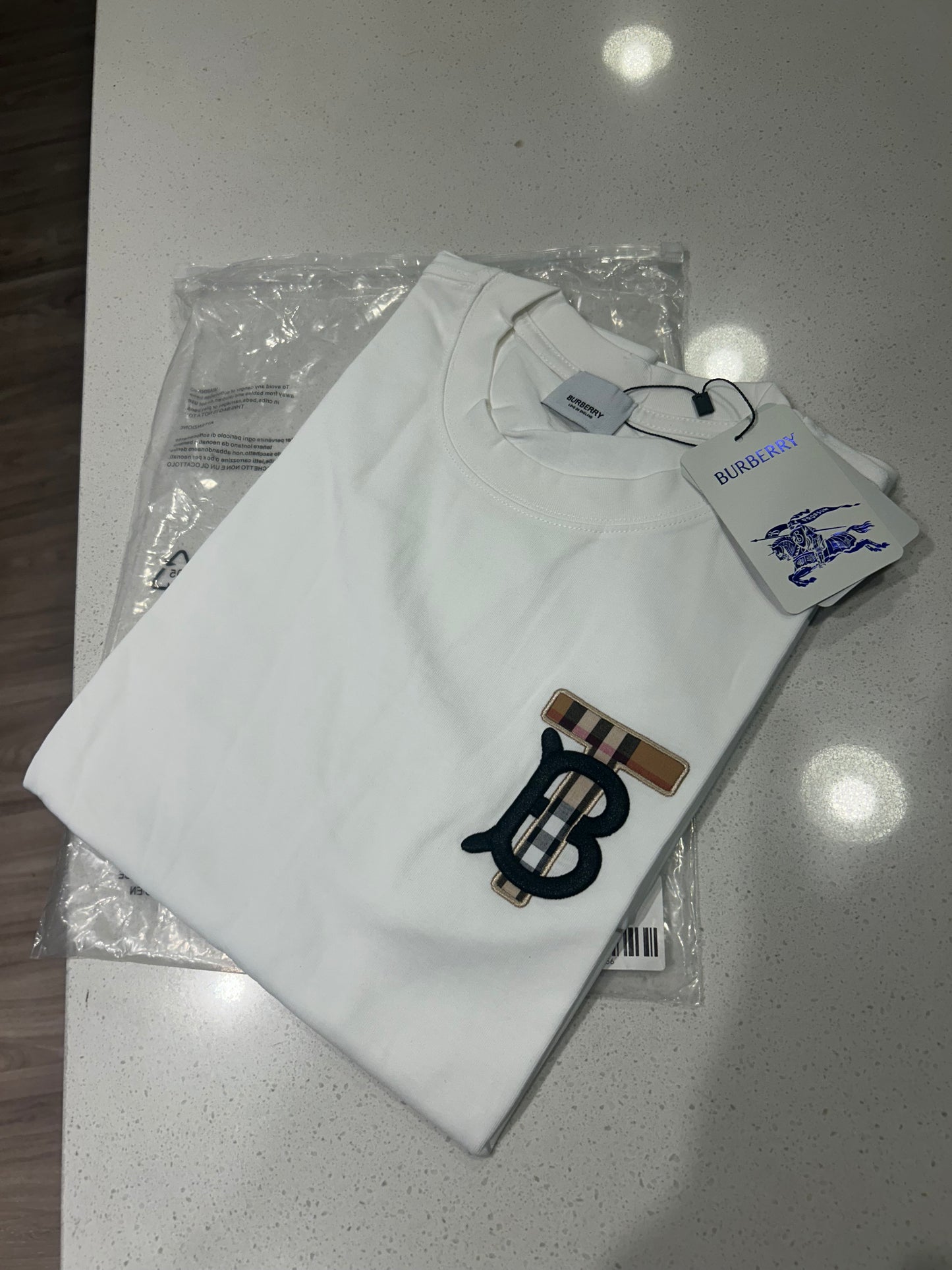 White Burberry “TB” Embroided Logo