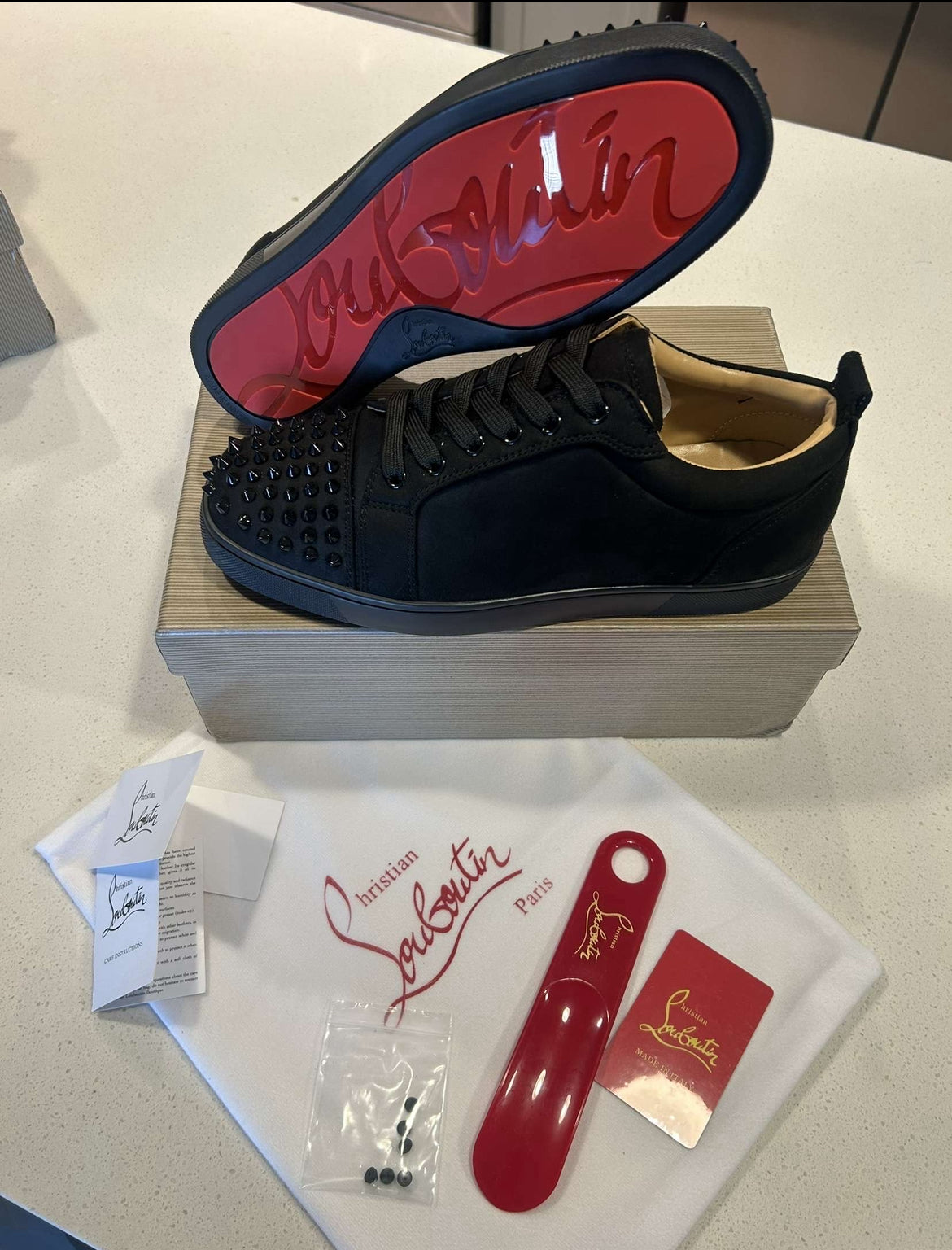 Men’s Christian Louboutin All Black Suede Red Bottoms