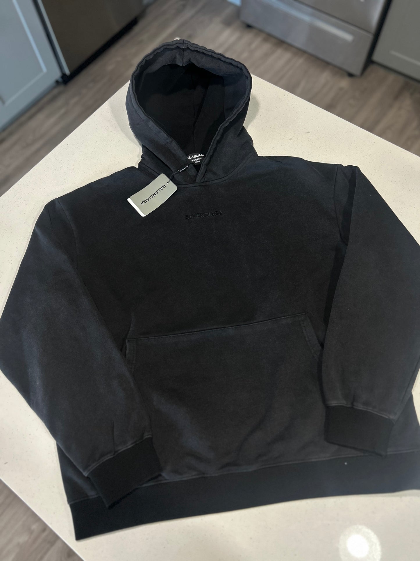 Balenciaga Vintage Wash Pullover Hoodie (Black)