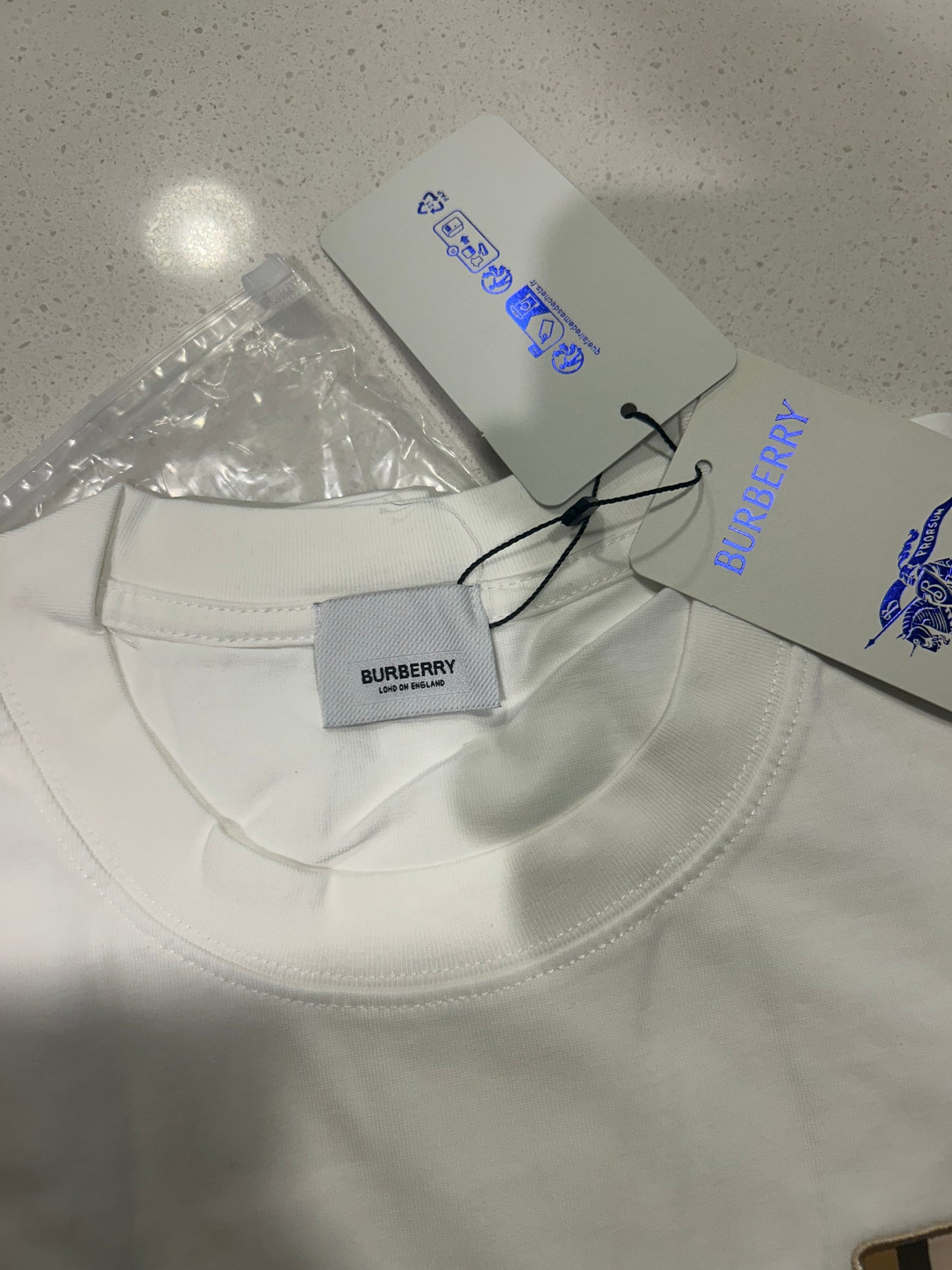 White Burberry “TB” Embroided Logo